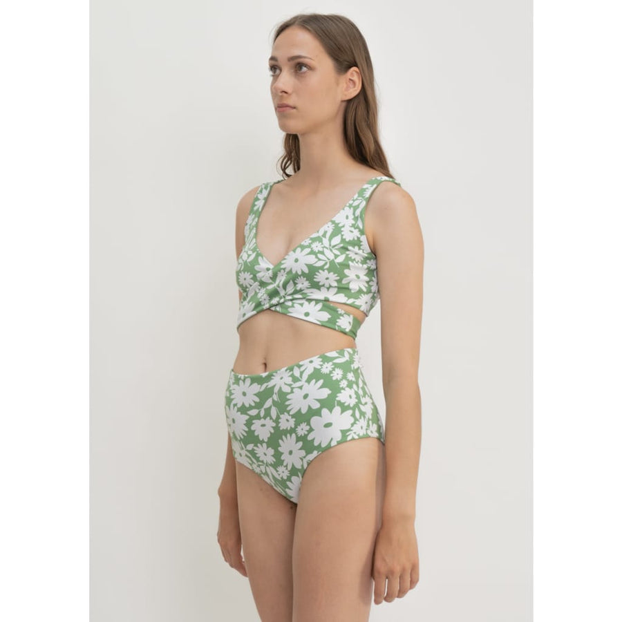 Noja Top in Green Moonflower / Mint - Bikini top